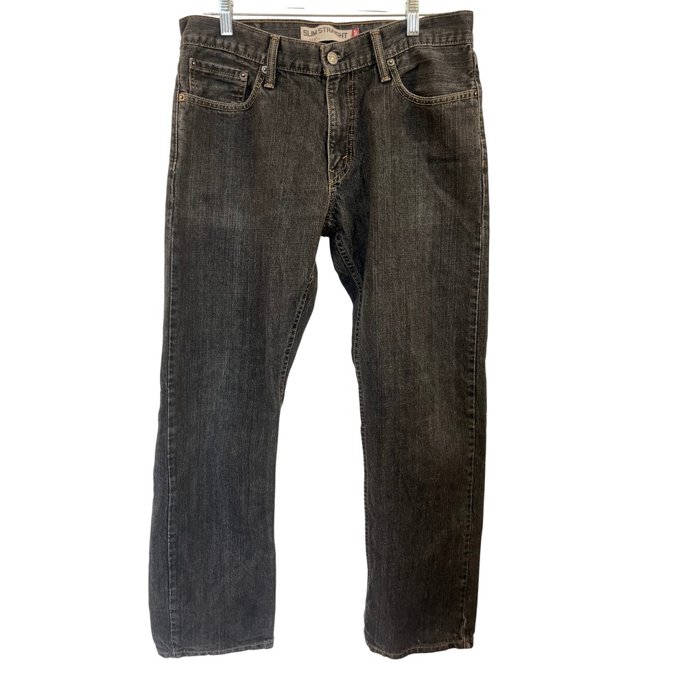 Levis 514 Slim Straight Jeans Mens 33x32 Faded Black Denim Pants 59178-0068